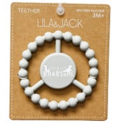 Wholesale - 1pc Silicone Peace Teether - Gray "Totally Roarsome" Dinosaur C/P 100, UPC: 195010138970